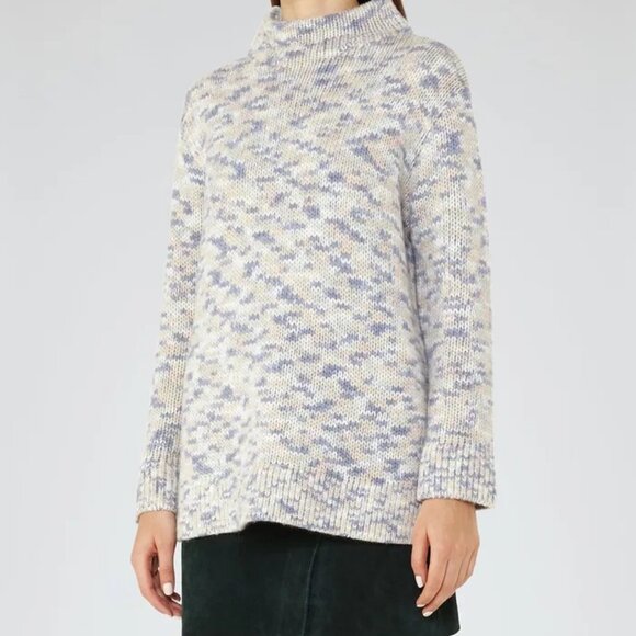 Reiss Textured Turtleneck Sweater - Blue and Cream - Picture 10 of 10